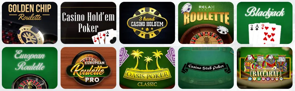 Jeux de table au Tortuga Casino